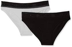 Calvin Klein Mädchen 2Pk Lace G80G800574 Bikini Hose, Schwarz (Pvhblack/Pvhwhite), 14-16 Jahre von Calvin Klein