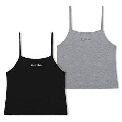 Calvin Klein Mädchen 2Pk Vest G80G800652 Unterhemden, Grau (Greyheather/Pvhblack), 8-10 Jahre von Calvin Klein