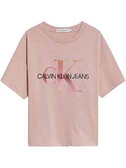 Calvin Klein Mädchen T-Shirt Kurzarm Distorted Monogram Rosa 10 Jahre von Calvin Klein