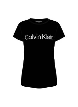 Calvin Klein Mädchen T-Shirt Kurzarm Inst Silver Logo Slim T-Shirt Schwarz 8 J von Calvin Klein