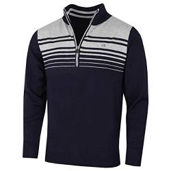 Calvin Klein Mens Rapid 1/2 Zip Striped Soft Sweater - Navy/Silver - S von Calvin Klein