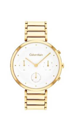Calvin Klein Multi Zifferblatt Quarz Uhr für Damen mit Gelbgoldfarbenes Edelstahlarmband - 25200284 von Calvin Klein