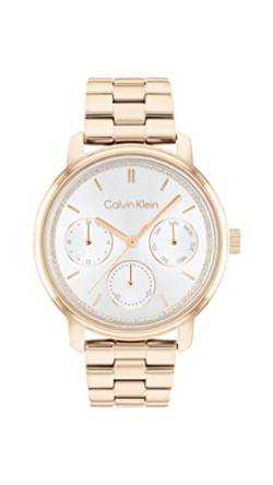 Calvin Klein Multi Zifferblatt Quarz Uhr für Damen mit Rotgoldfarbenes Edelstahlarmband - 25200178 von Calvin Klein