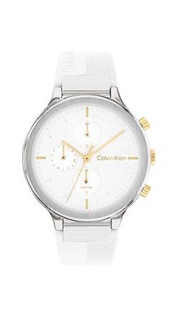Calvin Klein Multi Zifferblatt Quarz Uhr für Damen mit Weisses Silikonarmband - 25200244 von Calvin Klein