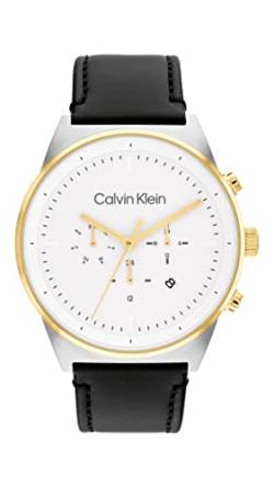 Calvin Klein Multi Zifferblatt Quarz Uhr für Herren mit Schwarzes Lederarmband - 25200299 von Calvin Klein