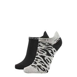 Calvin Klein Socks Womens Calvin Klein Liner 2p Leopard Back tab Socks, Grey Melange/Black, ONE Size von Calvin Klein