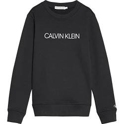 Calvin Klein Unisex Sweatshirt Institutional ohne Kapuze, Schwarz (Ck Black), 10 Jahre von Calvin Klein