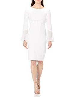 Calvin Klein Women's Solid Sheath with Chiffon Bell Sleeves Dress, Cream 3, 4 von Calvin Klein