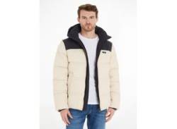 Steppjacke CALVIN KLEIN "CRINKLE NYLON COLOR BLOCK PUFFER" Gr. XL, beige (stony beige) Herren Jacken Steppjacken von Calvin Klein