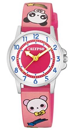 Calypso Armbanduhr analog rosa Kunstoffband Quarzuhr M6230 Bunte Motive K5775/3 von Calypso
