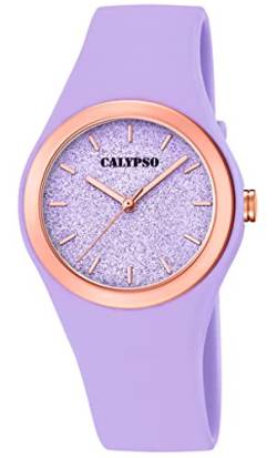 Calypso Damen analog lila Kunststoff Armbanduhr PU-Band Quarzuhr K5755/2 K5755 von Calypso