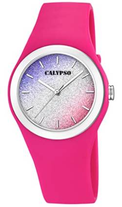Calypso Damenuhr analog pink Kunststoff PU-Band Quarzuhr K5754/5 K5754 von Calypso