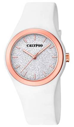 Calypso Damenuhr analog weiß Kunststoff Uhr PU-Band Quarzuhr K5755/1 K5755 von Calypso