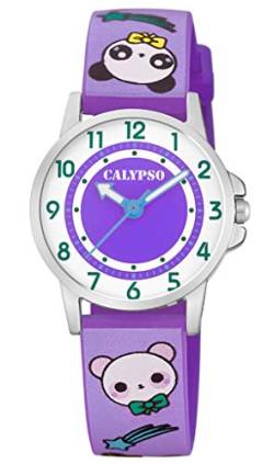 Calypso Kinderuhr analog lila Armbanduhr Uhr Kunstoffband Quarzuhr M6230 Bunte Motive K5775/2 K5775 von Calypso