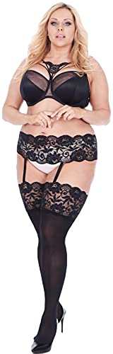 Calzetta Plus Size Strippanty Strip Panty Strapsstrumpfhose Strumpfhose offen blickdicht Farben breite Spitze (schwarz) von Calzetta