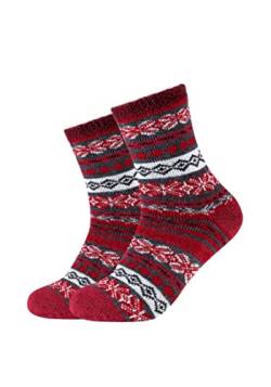 Camano Damen Socken Cosy Norweger Kuschelsocken Flauschig Warm Damen Zopfmuster Lang Flauschsocken Für Winter Set Frauen 2er Pack 35/38 oxblood red von Camano