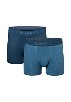 Camano Herren Boxershorts Unterhosen Herren elastischer Gummibund ohne Einschneiden Baumwolle Stretch hautfreundlich Atmungsaktiv 2er Pack 2XL Blue Mix von Camano