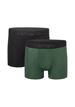 Camano Herren Boxershorts Unterhosen Herren elastischer Gummibund ohne Einschneiden Baumwolle Stretch hautfreundlich Atmungsaktiv 2er Pack 2XL Sycamore Green von Camano