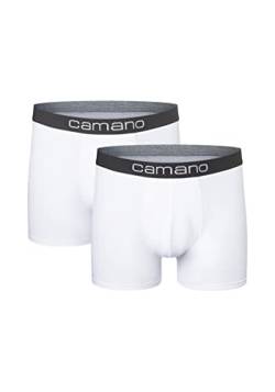 Camano Herren Boxershorts Unterhosen Herren elastischer Gummibund ohne Einschneiden Baumwolle Stretch hautfreundlich Atmungsaktiv 2er Pack L White von Camano