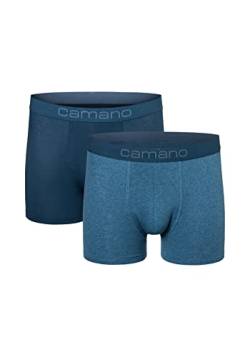 Camano Herren Boxershorts Unterhosen Herren elastischer Gummibund ohne Einschneiden Baumwolle Stretch hautfreundlich Atmungsaktiv 2er Pack XL Blue Mix von Camano