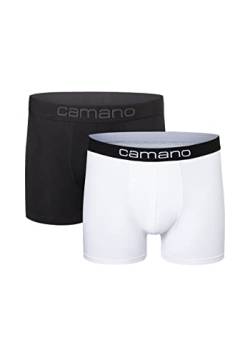 Camano Herren Boxershorts Unterhosen Herren elastischer Gummibund ohne Einschneiden Baumwolle Stretch hautfreundlich Atmungsaktiv 2er Pack XL White Mix von Camano