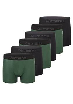 Camano Herren Boxershorts Unterhosen Herren elastischer Gummibund ohne Einschneiden Baumwolle Stretch hautfreundlich Atmungsaktiv 6er Pack S Sycamore Green von Camano