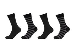 Camano Herren Online Men ca-Soft Stripes 4er Pack Socken, Black, 39/42 von Camano