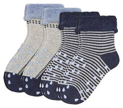 Camano Unisex Baby Online Baby Crawling Abs Organic Cotton 4-pack Socken, blue mix, 31 EU von Camano