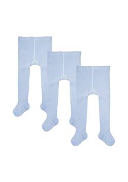 Camano Unisex Baby Online ca-Soft Organic Cotton Tights 3er Pack Socken, Light Blue, 62/68 EU von Camano