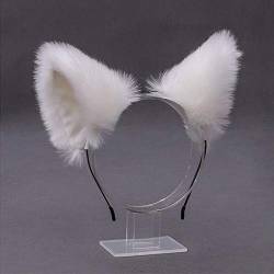 Kunstpelz Fuchs Katze Ohren Stirnband Haar Hoop Haarband Tier Ohren Cosplay Party Kostüm Ohren Headwear (Weiß) von Camelliass
