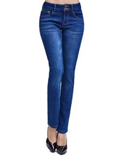 Camii Mia Damen Jeans Fleece Gefüttert Leggings Stretch Skinny Jeanshose Slim Fit Thermojeans (34W x 30L, Blau(827-1-30)) von Camii Mia