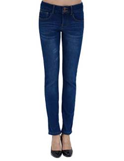Camii Mia Damen Jeans Fleece Gefüttert Leggings Stretch Skinny Jeanshose Slim Fit Thermojeans (34W x 30L, Blau) von Camii Mia