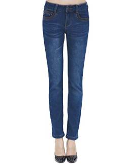Camii Mia Damen Jeans Fleece Gefüttert Skinny Stretch Slim Fit Niedriger Bund Leggings Thermojeans Jeans (36W x 30L, Blau 4) von Camii Mia