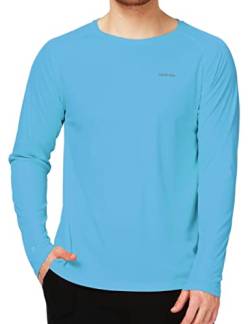 Camii Mia UV Shirt Herren Wasser UPF 50+, Rashguard Herren Sonnenschutz Langarmshirt für Outdoor Sports (Blau, X-Large) von Camii Mia