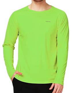 Camii Mia UV Shirt Herren Wasser UPF 50+, Rashguard Herren Sonnenschutz Langarmshirt für Outdoor Sports (Hellgrün, Large) von Camii Mia
