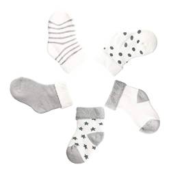 5 Paar Baby Jungen Mädchen Winter Socken Set Verdickte mit Frottee Baumwolle Babysocken Super Warm Weich - Hellgrau 0-12 Monate von Camilife