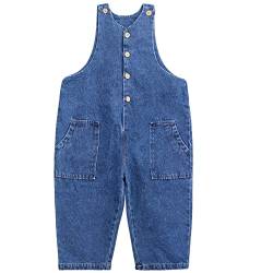 Baby Jungen Mädchen Denim Overall Latzhose Jeans Hose Spieler Strampler Romper Spielanzug Vintage - Classic Dunkelblau Jeans Größe 80 von Camilife