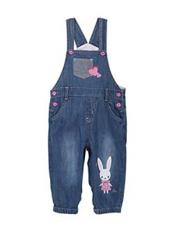 Baby Mädchen Jeans Latzhose Strampler Overall Weiche Baumwolle Denim Hose Dünn für Frühling Sommer Cartoon Pink Häschen Größe 62/68 von Camilife