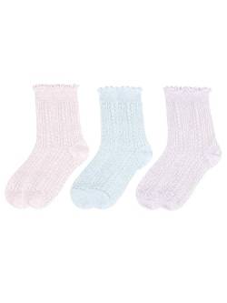 Camilife 3 Paar Mädchen Damen Super Dünn Rüschensocken Mid Socken Kurzsocken mit Rüschen Atmungsaktiv Kurzschaftsocken Knöchelsocken Sommer Morandi Farbe - Lila & Blau & Rosa von Camilife