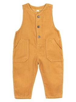 Camilife Baby Jungen Kleinkind Mädchen Kordsamt Overall Latzhose Kord Hose Spieler Strampler Romper Spielanzug Vintage Retro Gelb Herstellergr.100 von Camilife