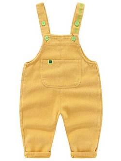 Camilife Baby Jungen Mädchen Basic Denim Latzhosen Overall Baumwolle Jeans Hose mit Hosenträger Bonbon Farben Süß Lieblich - Einfarbig Gelb Herstellergr.80 von Camilife