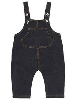 Camilife Baby Jungen Mädchen Basic Denim Latzhosen Verdickte mit Polar Fleece für Herbst Winter Overall Jeans Hose mit Hosenträger - Schwarz Herstellergr.80 von Camilife