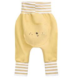 Camilife Baby Jungen Mädchen Baumwolle Mitwachshose Pumphose Schlupfhose Elastischer Hoher Bund Baby Hose Lässige Jogginghose Weich Komfort Babyhose - Bär Pattern Einfarbig Gelb Herstellungsgr. 90 von Camilife