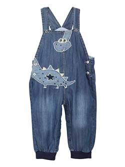 Camilife Baby Jungen Mädchen Jeans Latzhose Strampler Weiche Baumwolle Denim Hose Dünn für Frühling Sommer Cartoon Dinosaurier Pattern Größe 68/74 von Camilife