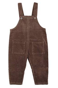 Camilife Baby Jungen Mädchen Kordsamt Latzhose Overall Kord Hose mit Hosenträger für Baby Kleinkind Kinder 1-4 Jahres alt Vintage Retro - Dunkelbraun Herstellergr. 4 von Camilife