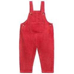 Camilife Baby Jungen Mädchen Latzhosen Overall Kord-Latzhose Cordhose Haremshose für Baby Kleinkind Kinder Vintage Retro - Retro Rot Größe 86 von Camilife