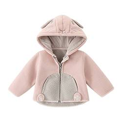 Camilife Baby Jungen Mädchen Polar Fleece Jacke mit Kapuze Reißverschluss Kapuzenjacke Fleecejacke Babyjacke Cartoon Häschen Pattern Pink Herstellergr. 80 von Camilife