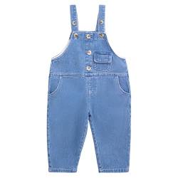 Camilife Baby Kleinkind Jungen Mädchen Basic Denim Latzhosen Overall Baumwolle Jeans Hose mit Hosenträger - Einfarbig Classic Blau Jeans Größe 92 von Camilife