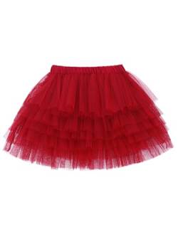 Camilife Baby Kleinkind Kinder Mädchen Tuturock Kuchenrock Tütürock Stufenrock Prinzessinrock Minirock Ballett Tutu mit Elastischer Bund Kostüm Basic - Bordeaux Herstellergr. 80 von Camilife