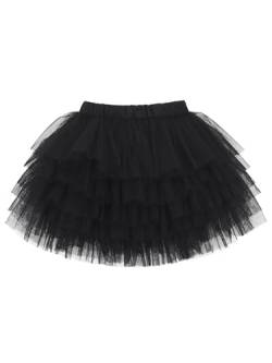 Camilife Baby Kleinkind Mädchen Tuturock Kuchenrock Tütürock Stufenrock Prinzessinrock Minirock Ballett Tutu mit Elastischer Bund Kostüm Basic - Schwarz Herstellergr. 90 von Camilife